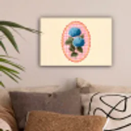 Bloemen - Blauw - Lijst - Bladeren canvas 2cm klein -sfeer1