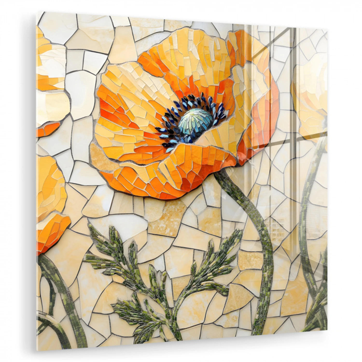 Klaprozen - Oranje - Mozaïek - Bladeren plexiglas 5mm klein -zzzproduct_nieuw