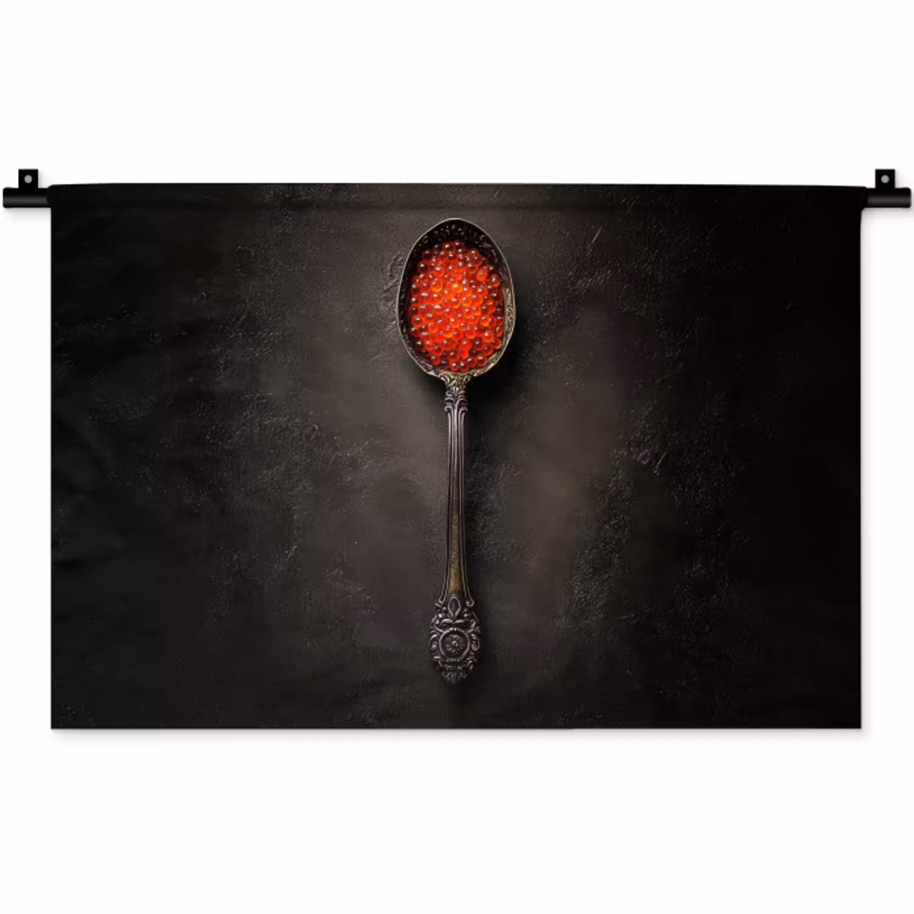 Zwart - Lepel - Caviar Wandkleed katoen klein -zz3d
