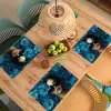 Vrouw - Bloemen - Blauw - Aesthetic - Luxe Placemat vinyl groot -zzsfeer5_Kitchenyeah-website