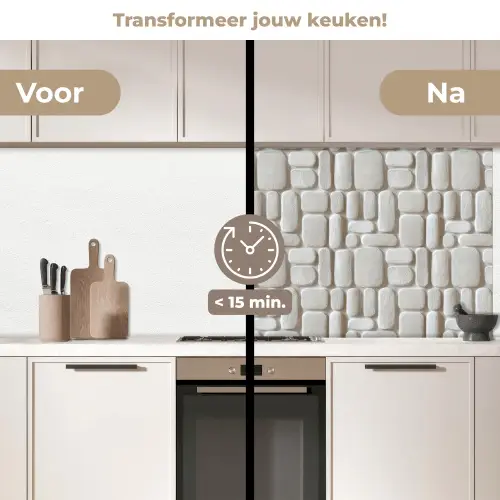 Reliëf - Structuur - Wit keuken achterwand 2 middel 871 -voor-na2_NL