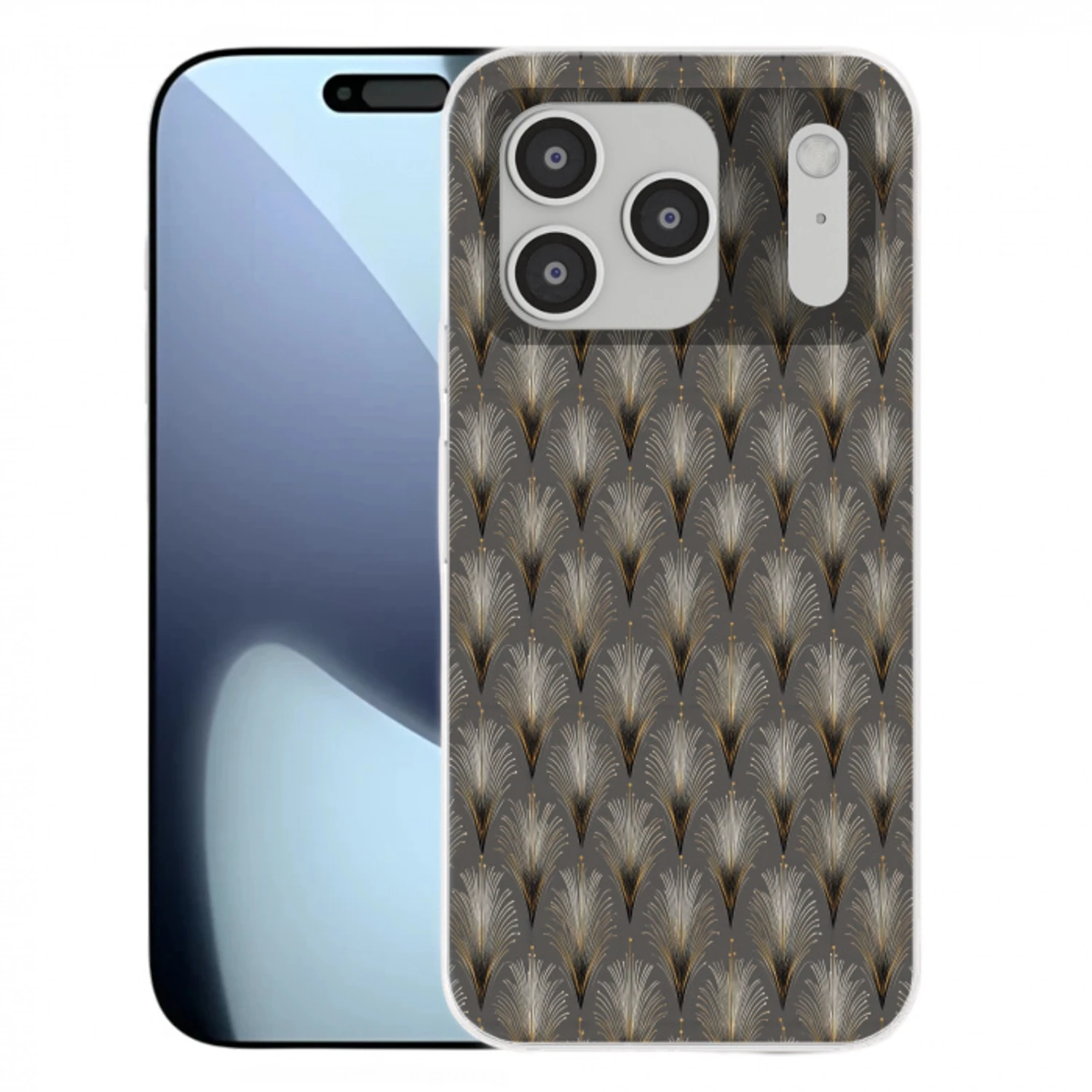 Waaierstralen - Goud - Antraciet Telefoonhoesje iPhone 17 Pro klein 878 -3d