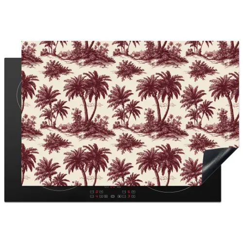 Tropisch - Geometrisch - Bordeauxrood Inductie beschermer vinyl 3mm klein 276 -3d