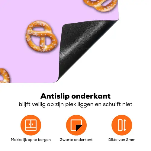 Pretzels - Eten - Paars Inductie beschermer vinyl 3mm klein -zzzzzzz-td-onderkant