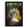 Doorkijk - Pad - Bloemen - Struik - Kleurrijk fotolijst zwart zonder passe partout klein -3d