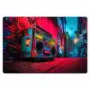 Boombox - Rood - Graffiti - Neon Placemat vinyl groot -zzsfeer1_Kitchenyeah-website