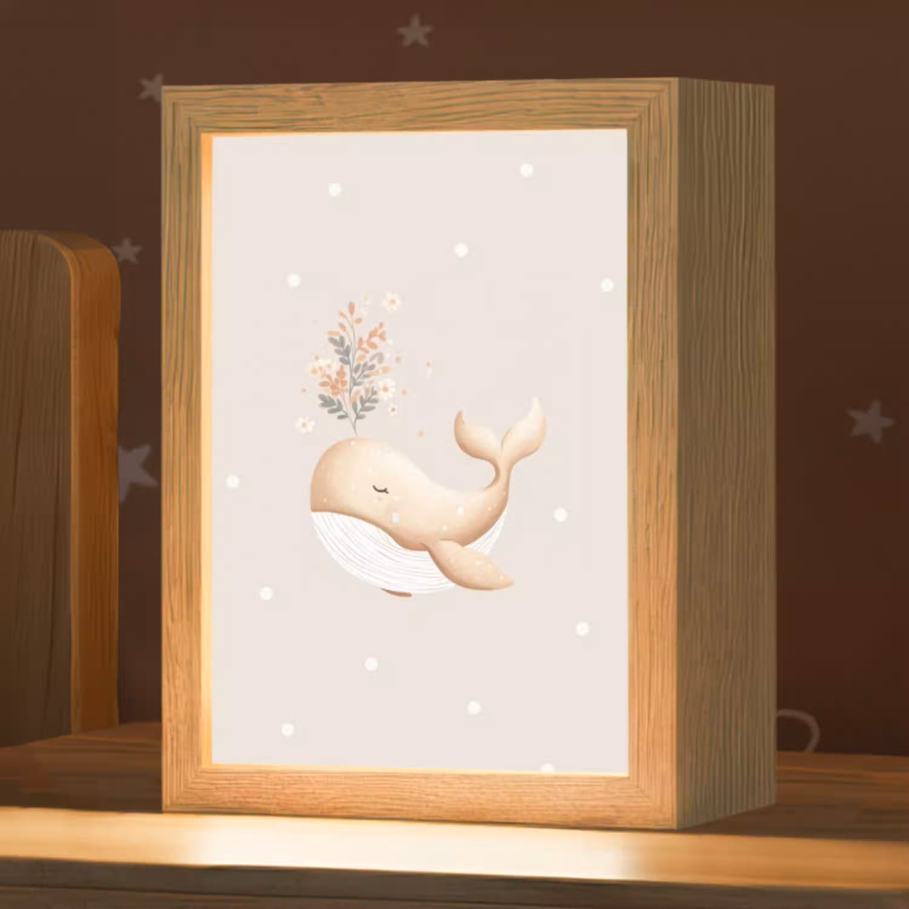 Walvis - Minimalistisch - Bloemen - Stippen Light Box met kabel klein -zzz_3d_website