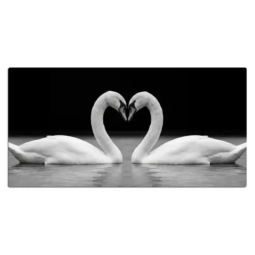 Zwanen - Hart - Zwart - Wit Muismat XXL klein -3d_leeg
