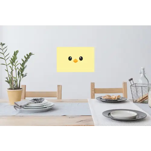 Kuiken - Vrolijk - Geel - Minimalistisch Muursticker klein -eettafel