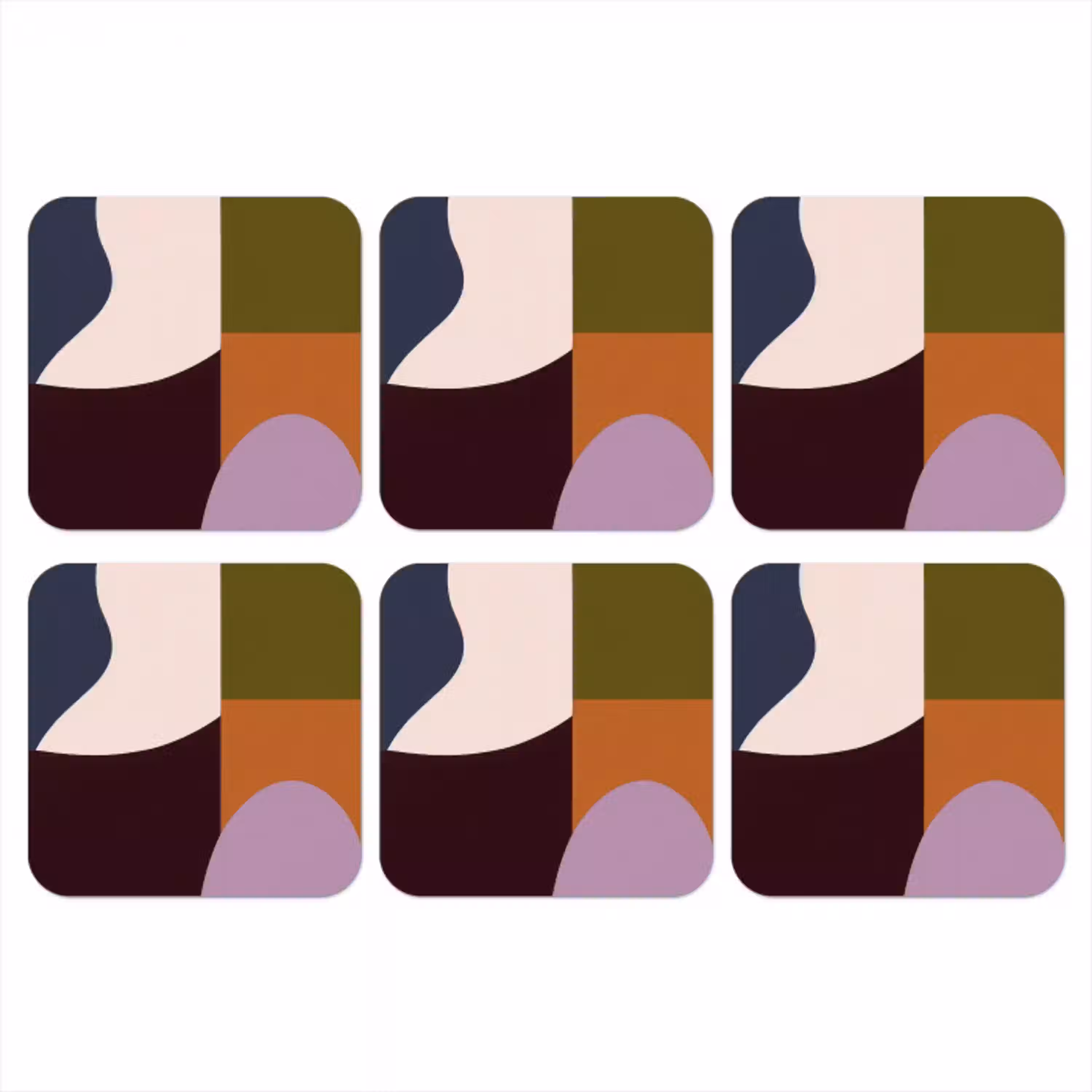 Vormen - Abstract - Kleuren - Vierkant onderzetter kurk middel -3d