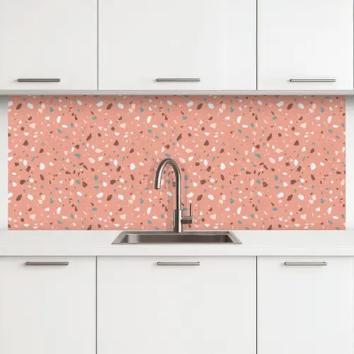 Terrazzo -  Patroon - Kleurrijk - Roze - Blauw keuken achterwand 2 middel 871 -3d
