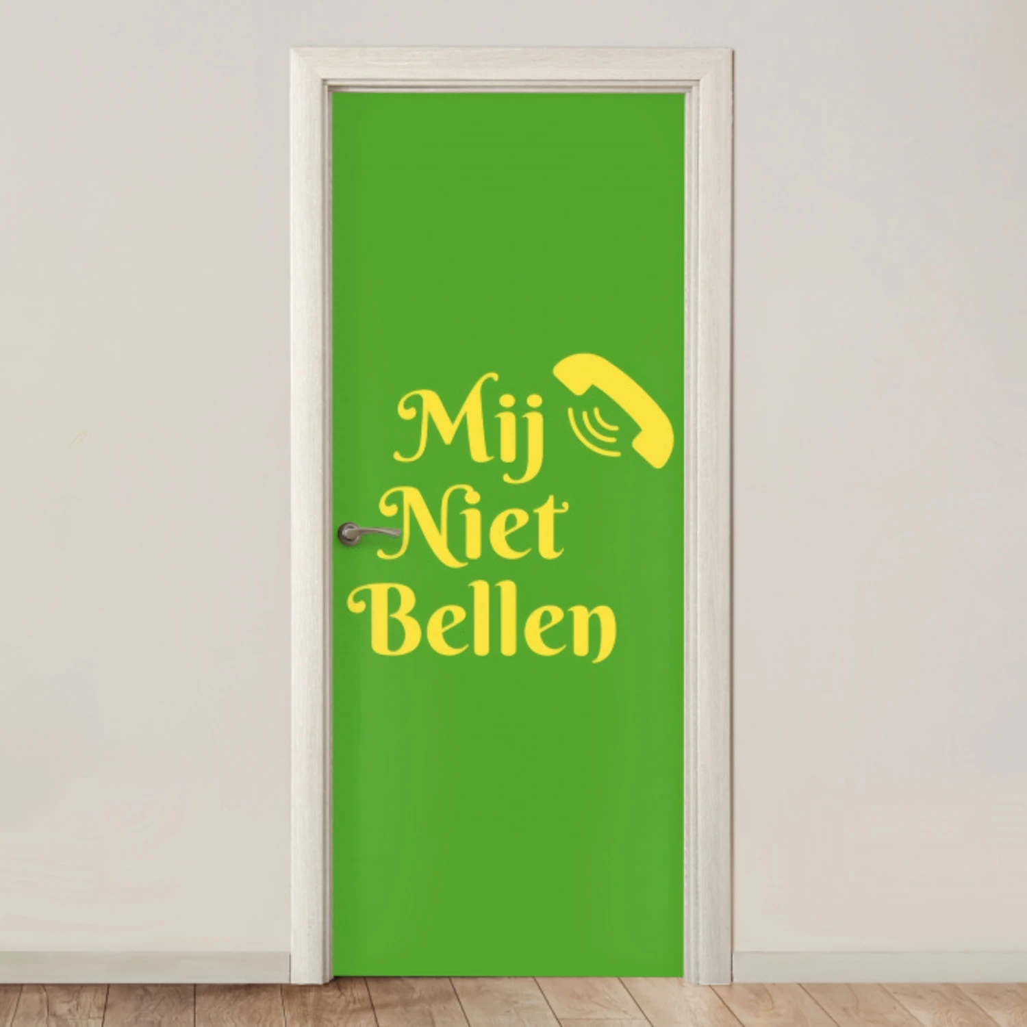 Mij niet bellen - Telefoon - Groen deurposter klein -3d_beige