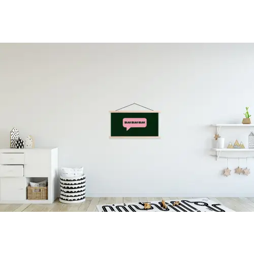 Tekstwolk - BLAH BLAH BLAH - Roze textielposter latten blank klein -kinderkamer