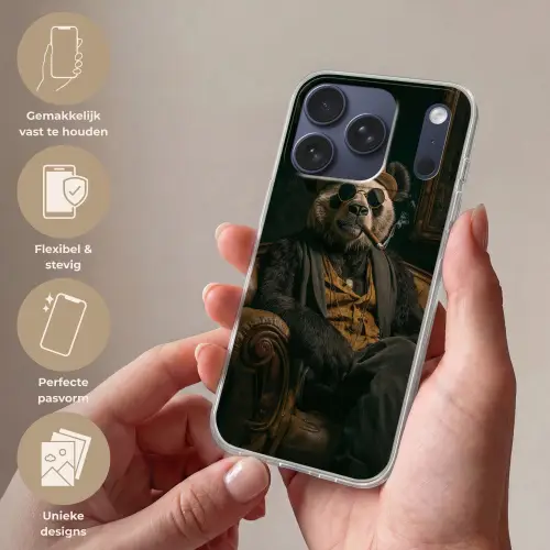 Panda - Hoed - Bril - Pak Telefoonhoesje iPhone 17 Pro klein -sfeer3_NL