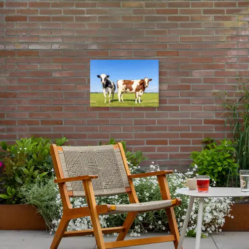 Koeien in de Weide Tuinposter op houten frame 2 cm dik klein -sfeer3