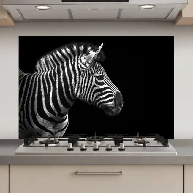 Zebra - Zwart - Wit - Portret - Dieren keuken achterwand spatscherm klein -3d_website