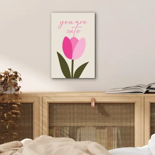 Tulp - Roze - Valentijn - Bloem aluminium wit klein -sfeer3