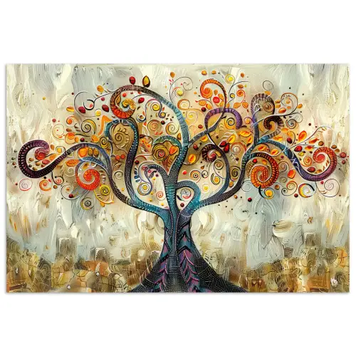 Kunst - Levensboom - Botanisch - Abstract poster papier klein -3d