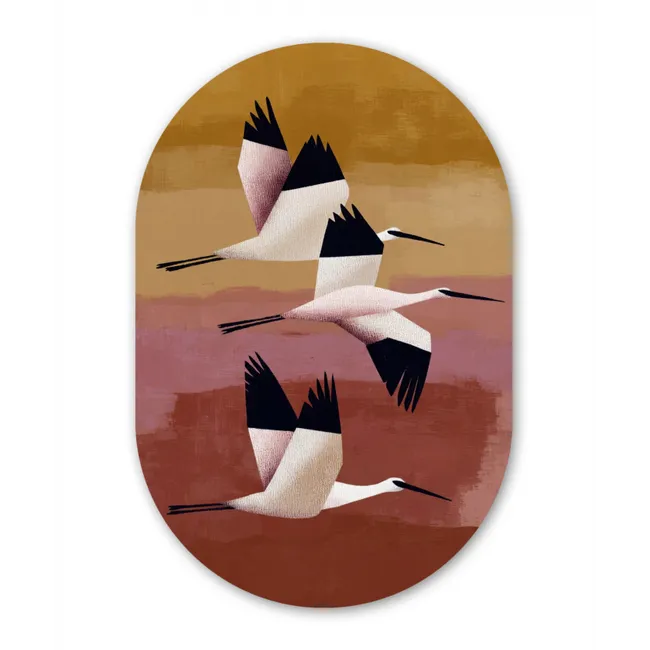 Muurovaal aluminium - Vogels - Snavel - Abstract