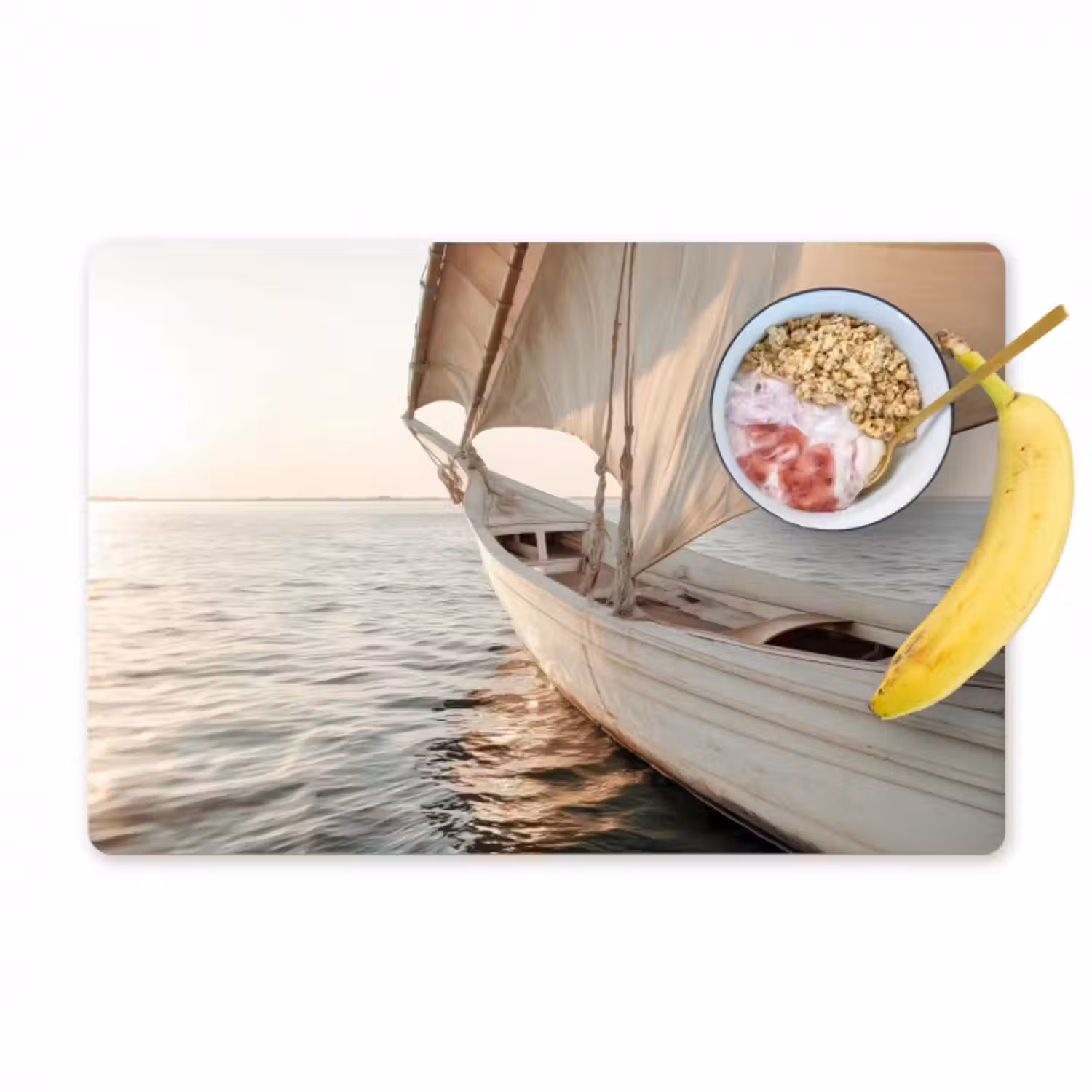 Tischset - 6 Stück - Segelboot - Meer - Beige - Sonne