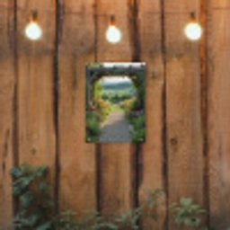 Doorkijk - Landschap - Natuur - Tuinboog - Bloemen tuinposter los doek klein -sfeer1