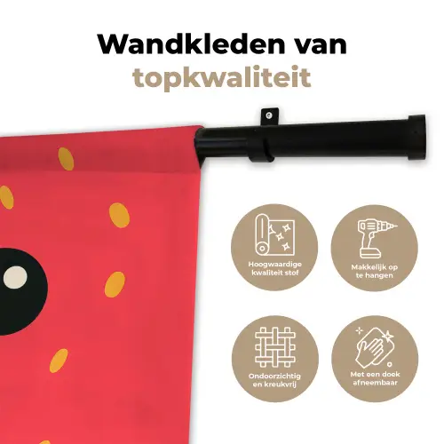 Kat - Aardbei - Cartoon Wandkleed katoen klein -sfeer2
