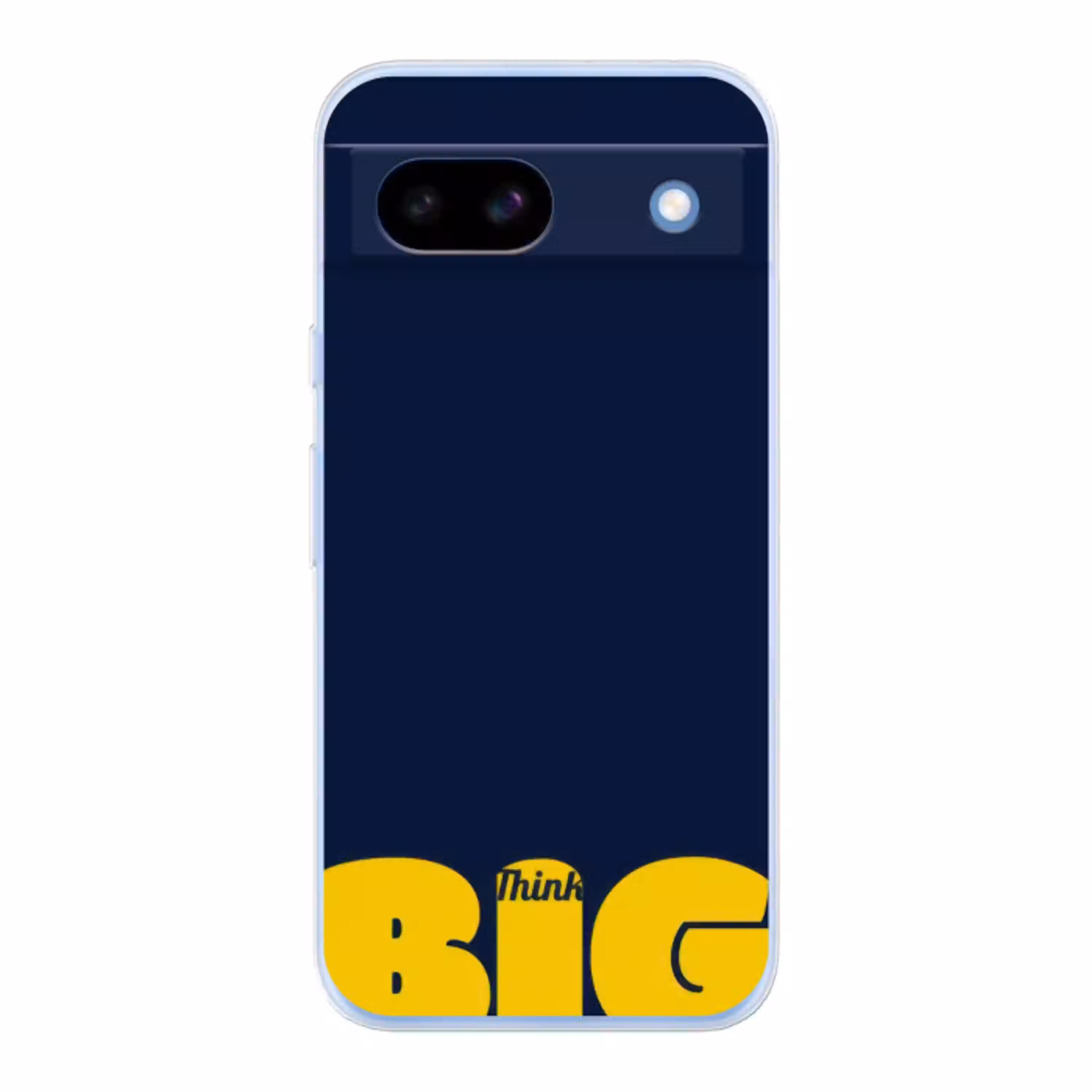 Think big - Blauw - Geel Telefoonhoesje Google Pixel 8 a klein -3d
