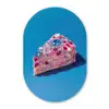 Taart - Edelstenen - Glitters - Roze Wandcirkel Ovaal Forex klein -3d