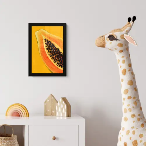 Papaja - Oranje - Topisch fotolijst zwart zonder passe partout klein -usfeer4_kinderkamer