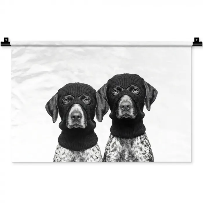 Honden - Bivakmuts - Zwart - wit Wandkleed katoen klein -zz3d