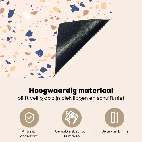 Terrazzo -  Patroon - Kleurrijk - Indigo Inductie beschemer met haakjes klein 777 -ky-onderkant-nl