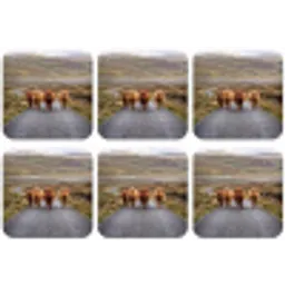 Schotse Hooglanders - Weg - Landschap - Kudde onderzetter kurk middel -zkaufland3dotto