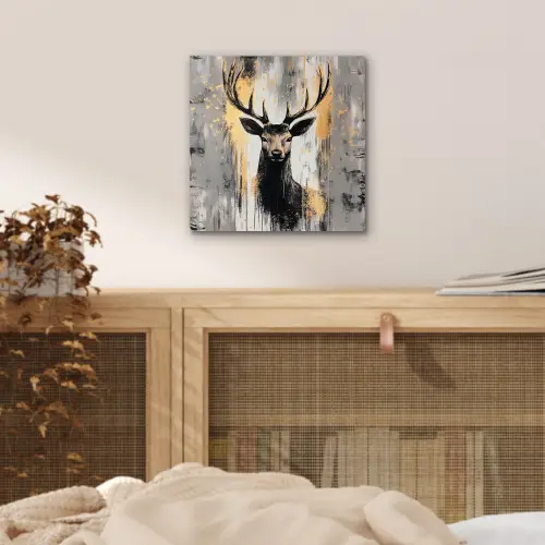 Abstract - Hert - Gewei - Goud aluminium wit klein -sfeer3