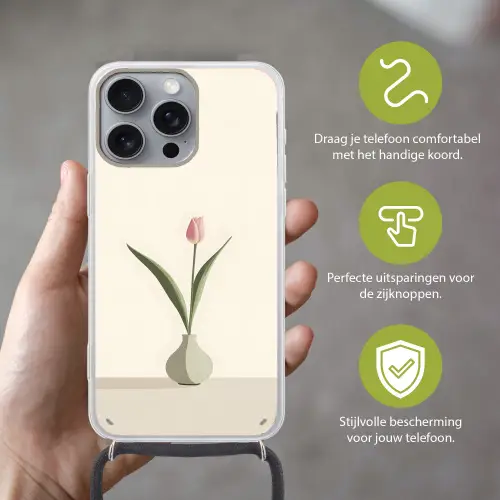 Tulp - Vaas - Beige Hoesje iPhone 16 Pro Max met koord klein -sfeer2_NL