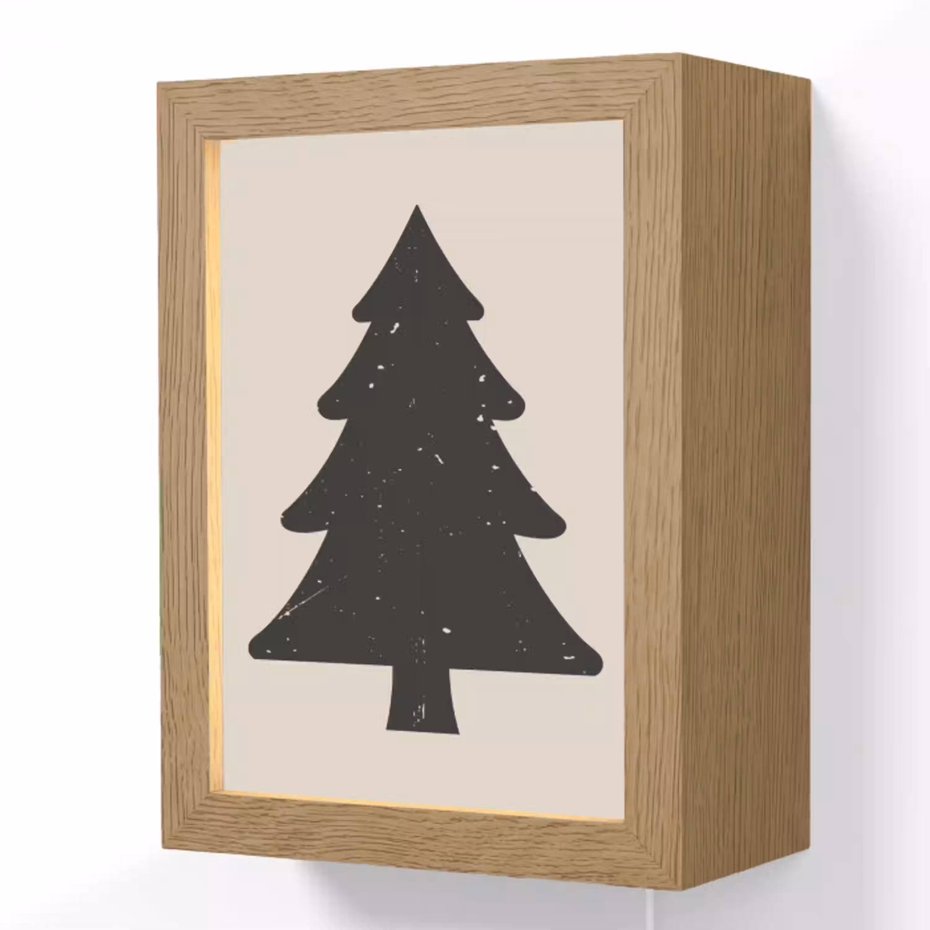 Kerstboom - Zwarte kerstboom - Boom - Japandi Light Box met kabel (Wandlamp) klein -3d