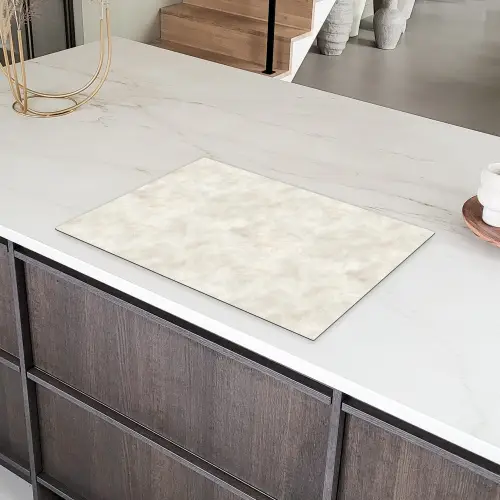 Crèmebeige - Marmer - Aders Inductie beschermer vinyl 3mm klein 276 -sfeer8