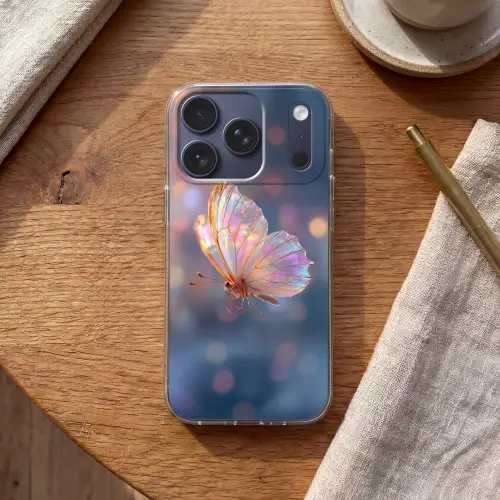 Vlinder - Vleugels - Pastel - Glinstering Telefoonhoesje iPhone 17 Pro klein -sfeer1