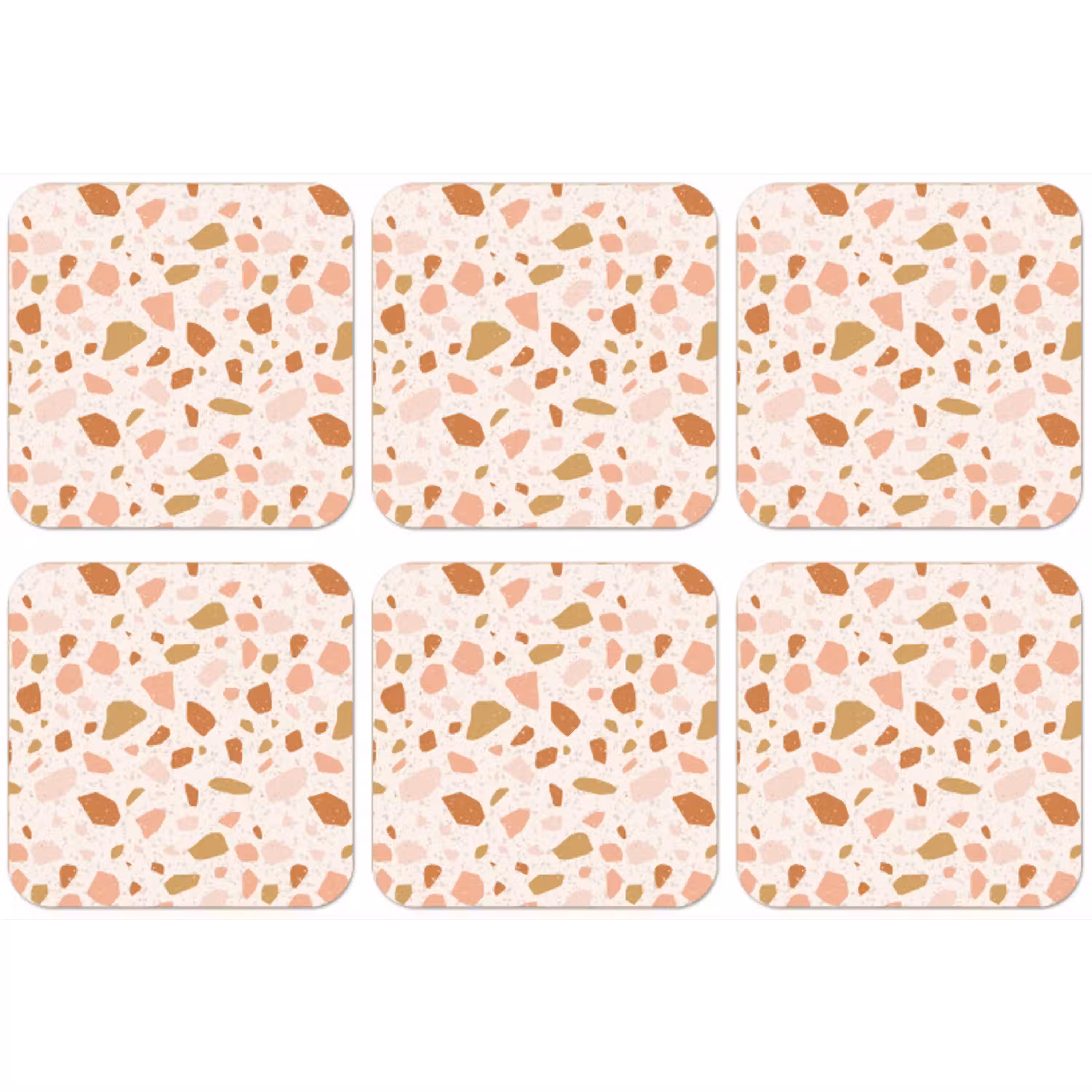 Terrazzo -  Patroon - Kleurrijk - Zalm onderzetter kurk middel 366 -zkaufland3dotto