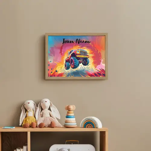 Monstertruck - Auto - Jongens - Kleurrijk Light Box met batterij (Wandlamp kind) middel -sfeer2_kind