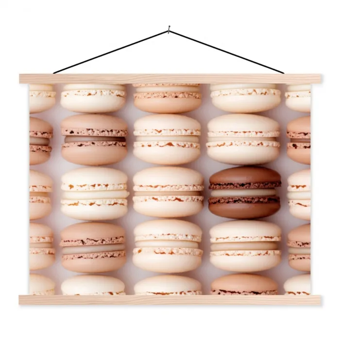 Macarons - Beige - Bruin textielposter latten blank klein -3d