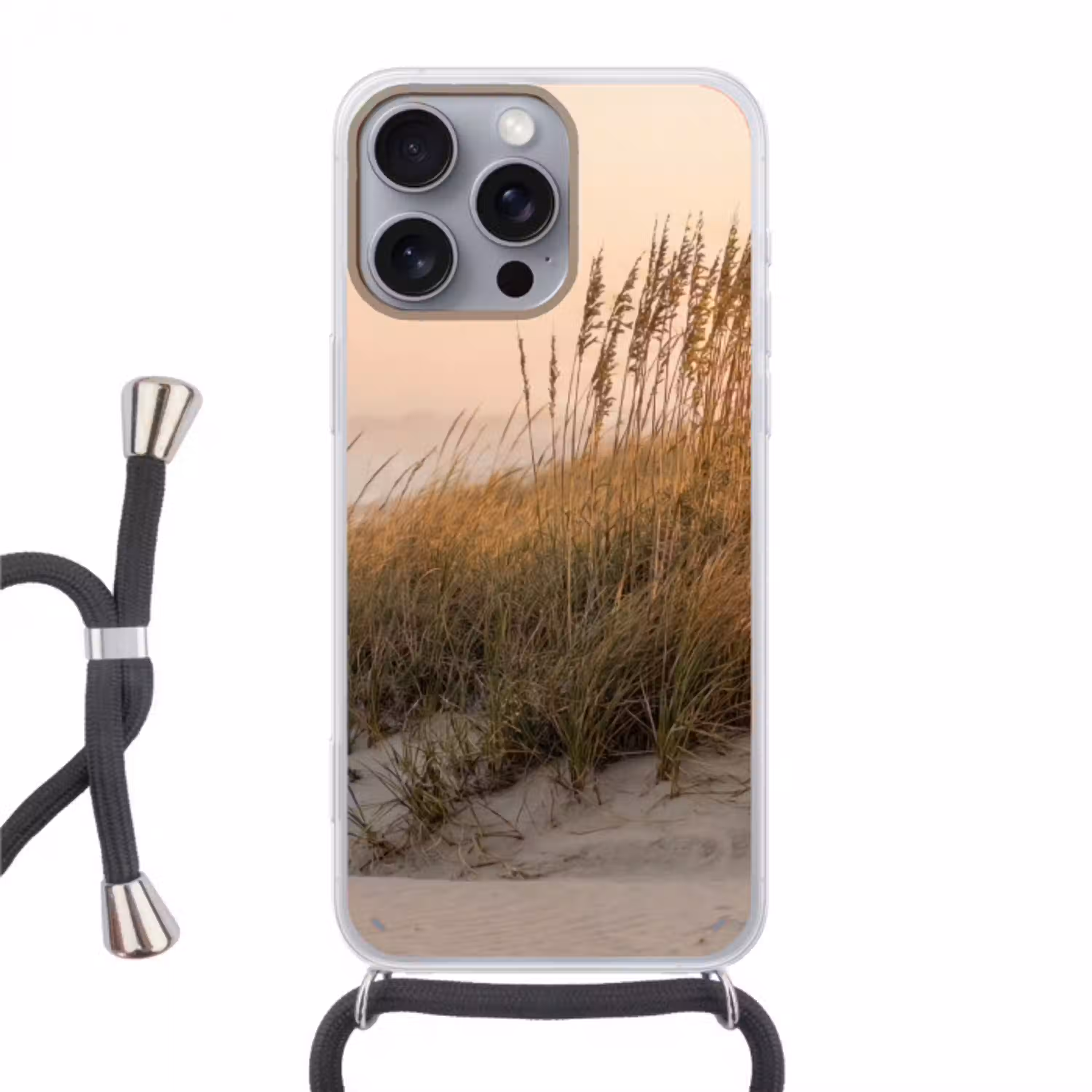 Duinlandschap - Zonsondergang - Strand Hoesje iPhone 16 Pro Max met koord klein -3d