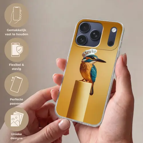 Ijsvogel - Pilaar - Koksmuts - Vogel Telefoonhoesje iPhone 17 Pro klein -sfeer3_NL