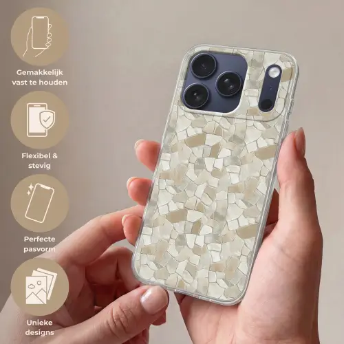 Mozaïek - Stenen - Beige Telefoonhoesje iPhone 17 Pro klein 878 -sfeer3_NL