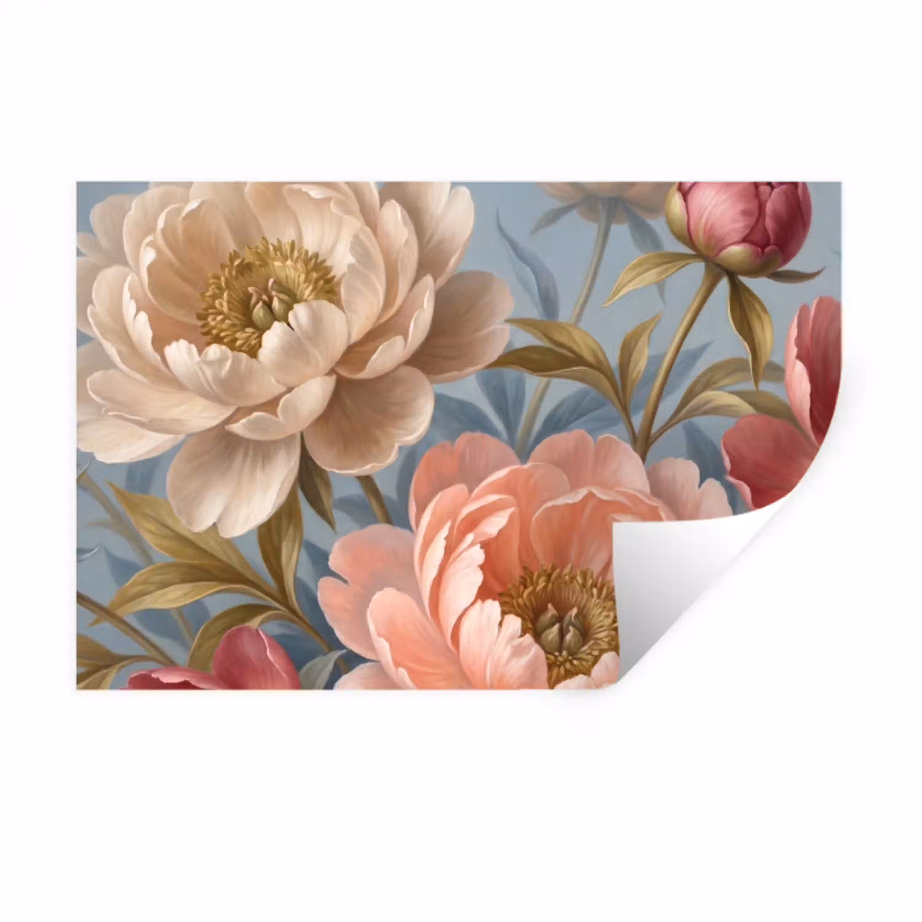 Bloemen - Roze - Beige - Modern - Natuur Muursticker klein -3d