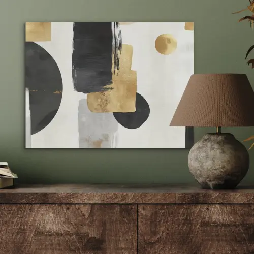 Goud - Rechthoeken - Cirkels - Abstract PET vilt klein -sfeer2