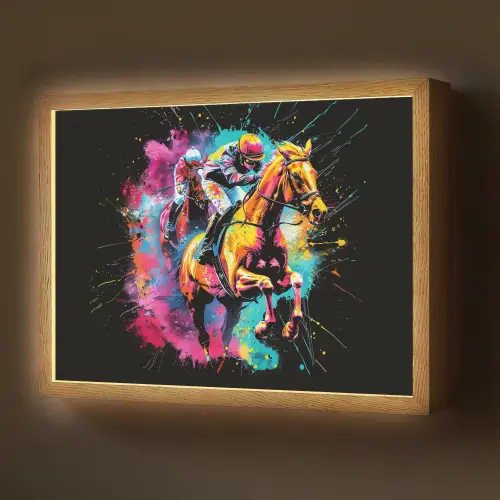 Graffiti - Sport - Paard rensport - Paardrijden Light Box met batterij (Wandlamp) middel -z3d_website