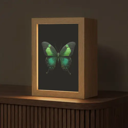 Vlinder - Groen - Opvallend Light Box met kabel (Tafellamp) klein -z3d_website