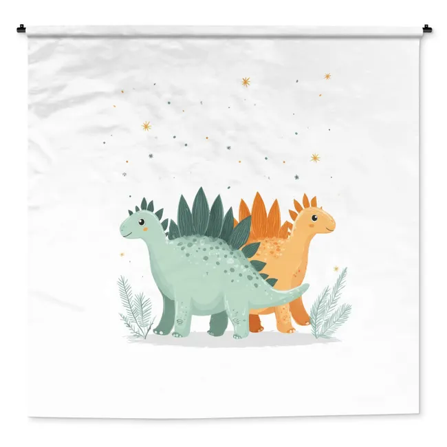Wandkleed - Planten - Sterren - Dinosaurussen - Oranje