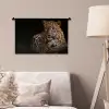Wilde dieren - Panter - Portret - Zwart - Dieren Wandkleed katoen klein -sfeer4
