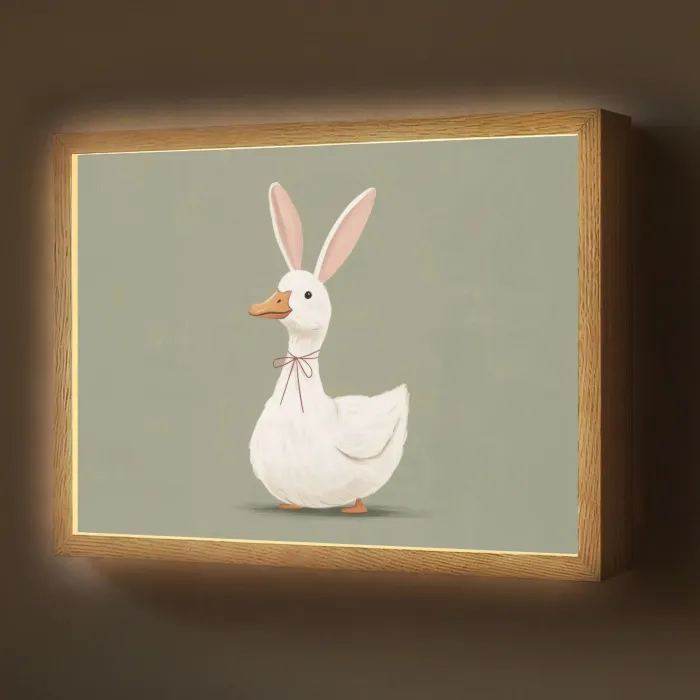 Eend - Konijnoren - Grijs Light Box met batterij (Wandlamp) middel -z3d_website